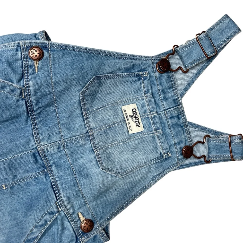 OshKosh B'gosh Vestback Patchwork Bib Toddler Denim Overalls Blue Size 2T Casual